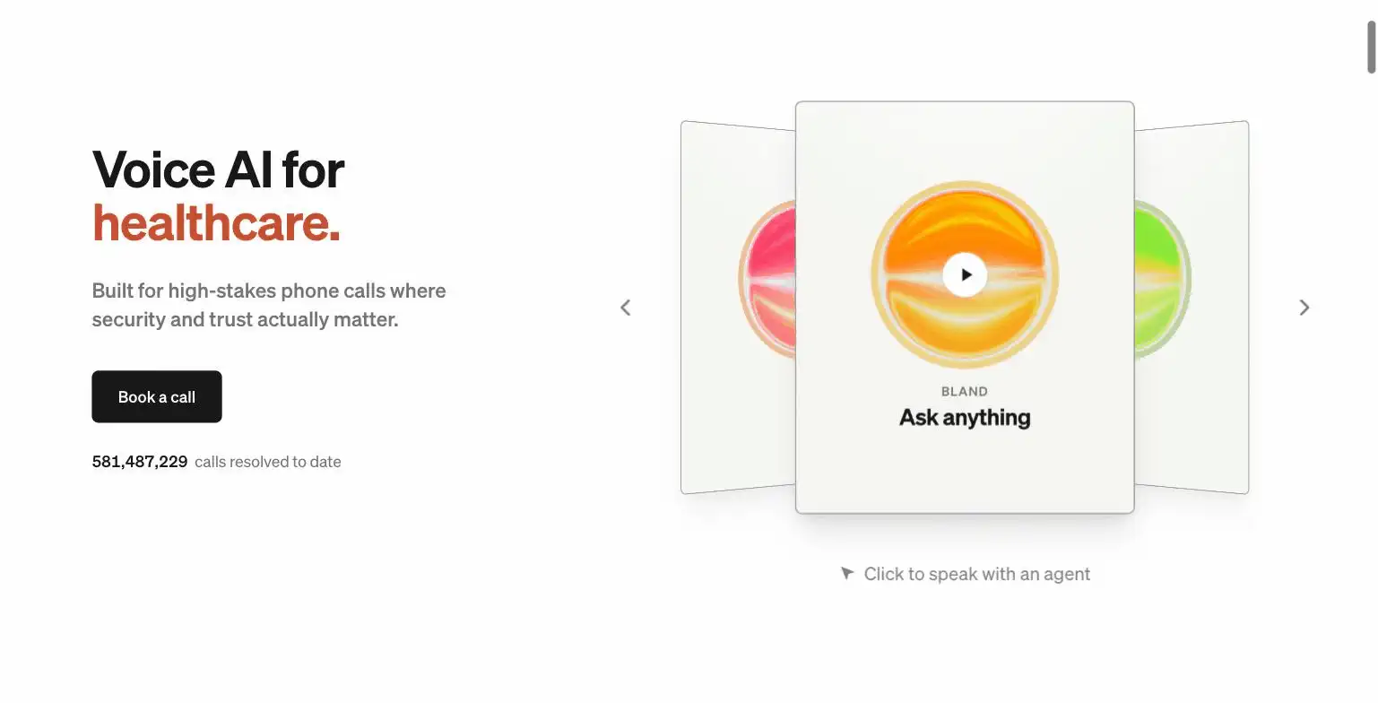 Bland AI's enterprise voice agent platform for phone-based interactions, from bland.ai