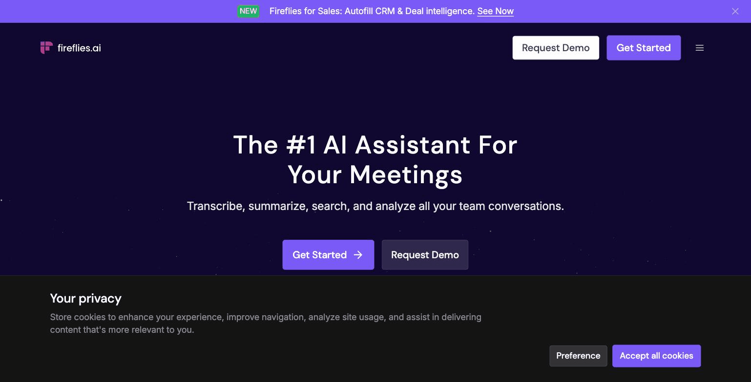 A Fireflies.ai meeting transcript with AI Apps and Sales Notes, from fireflies.ai