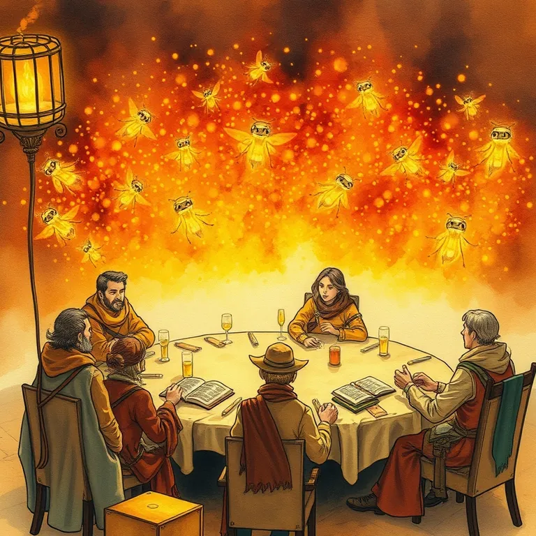 Fantasy tabletop RPG style illustration representing Fireflies.ai
