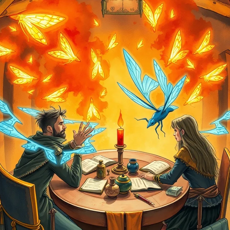 Fantasy tabletop RPG style illustration representing Fireflies.ai vs. Otter.ai