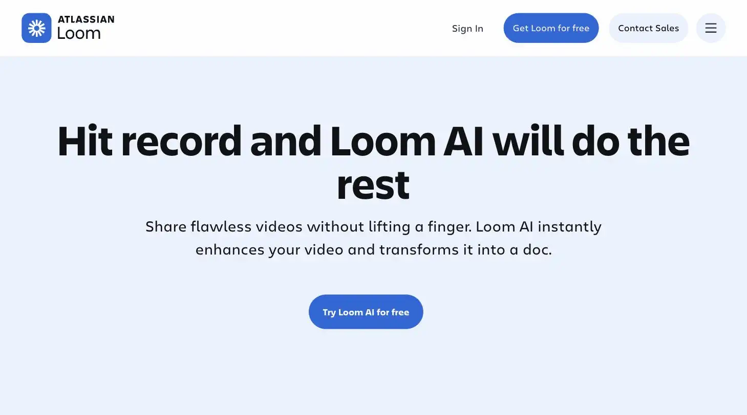 Loom AI's video enhancement messaging on loom.com/ai