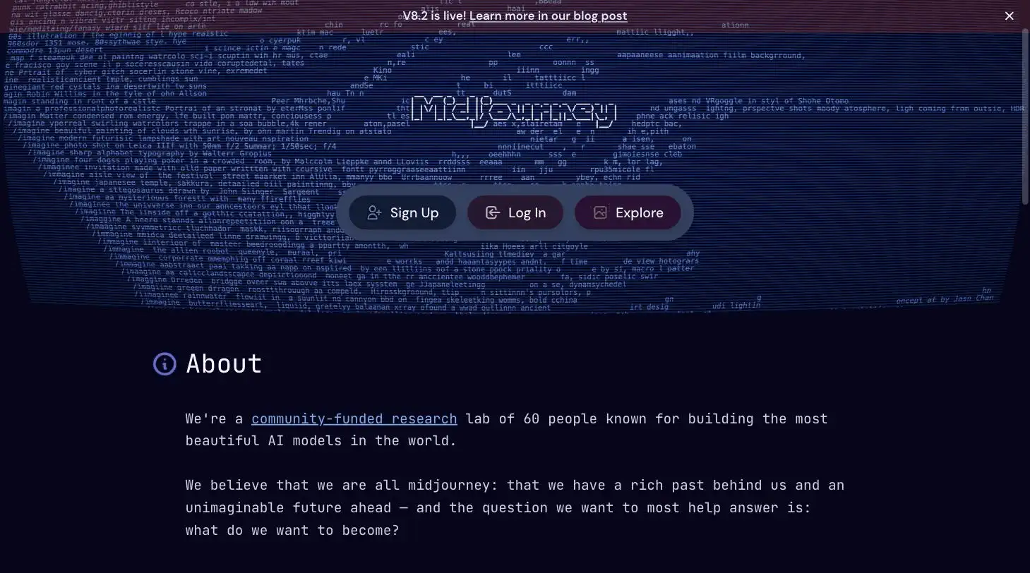 Midjourney homepage screenshot
