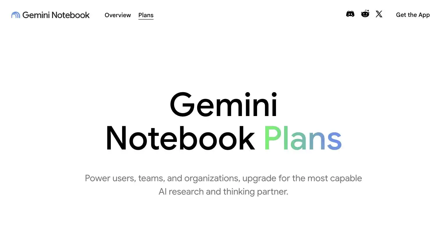 NotebookLM pricing page screenshot