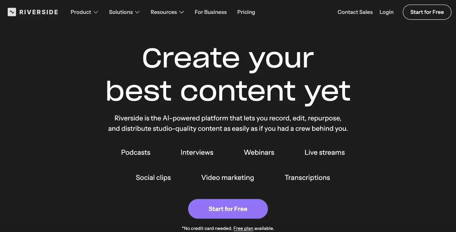 Riverside.fm's local-recording studio interface, from riverside.fm