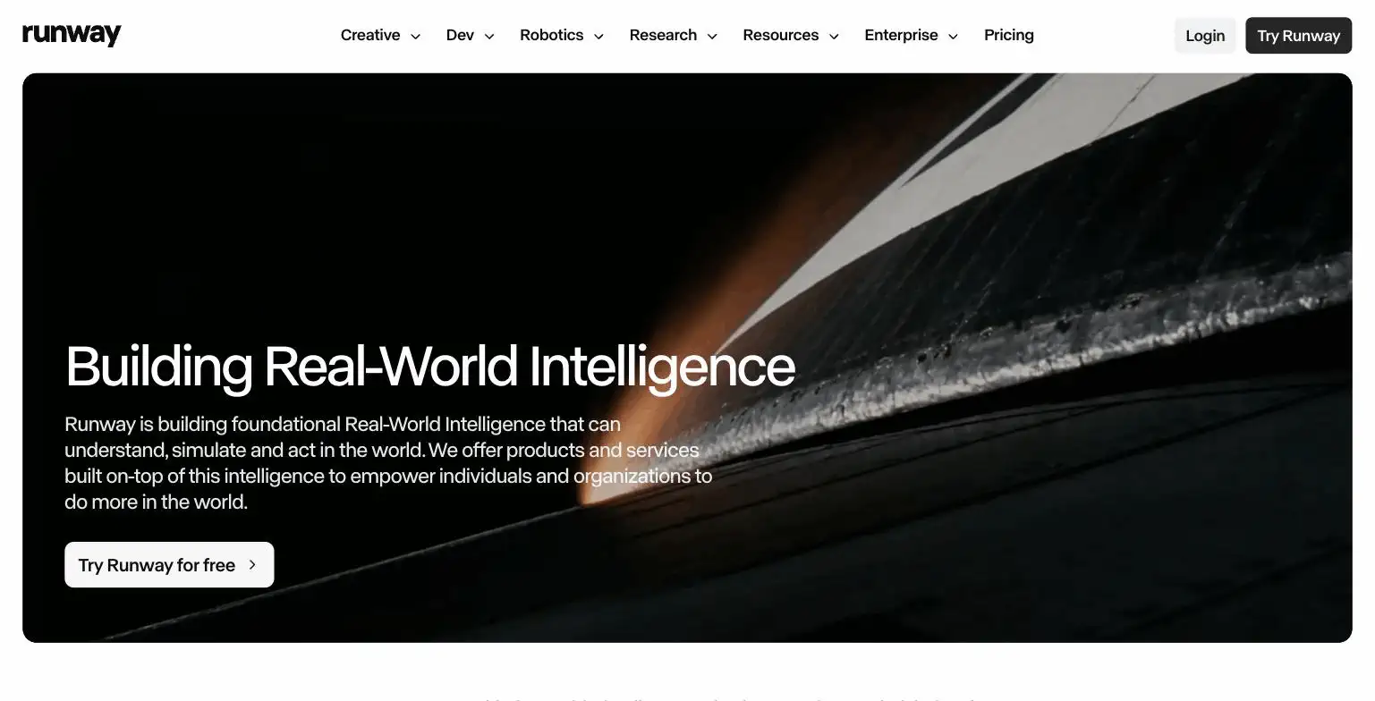 Runway's plan selection interface trusted by major enterprise brands, from runwayml.com