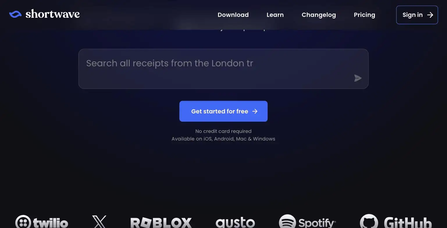 Shortwave's natural-language email search demo, from shortwave.com