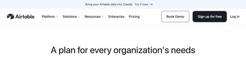 Airtable pricing page preview