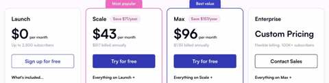 Beehiiv pricing page preview