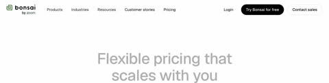 Bonsai pricing page preview