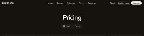 Cursor pricing page preview