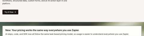 Zapier pricing page preview