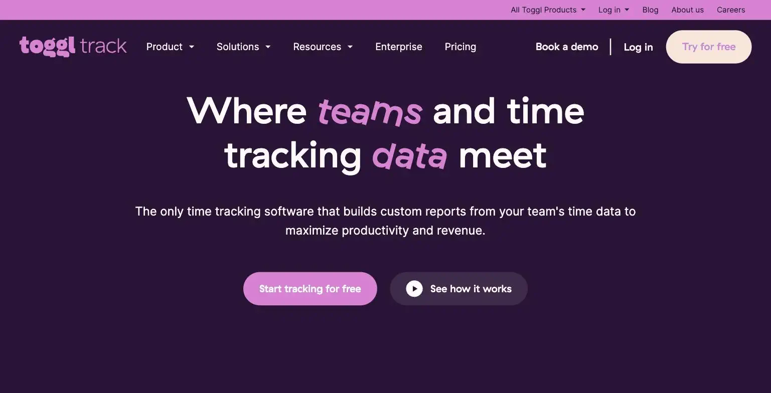 Toggl Track's AI-assisted email search and productivity positioning, from toggl.com