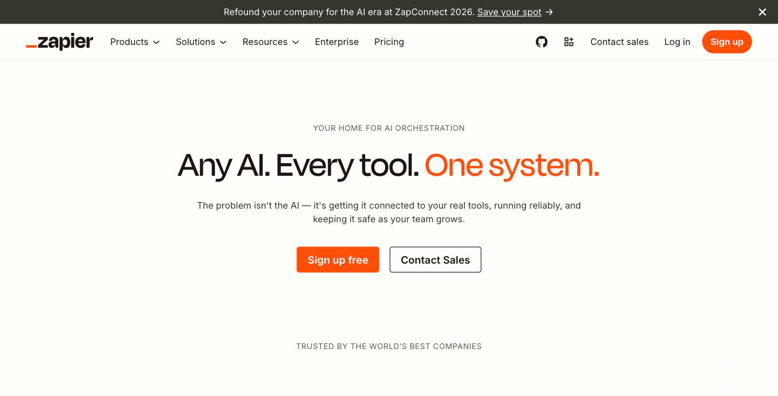 Zapier's AI Actions feature section, from zapier.com/ai