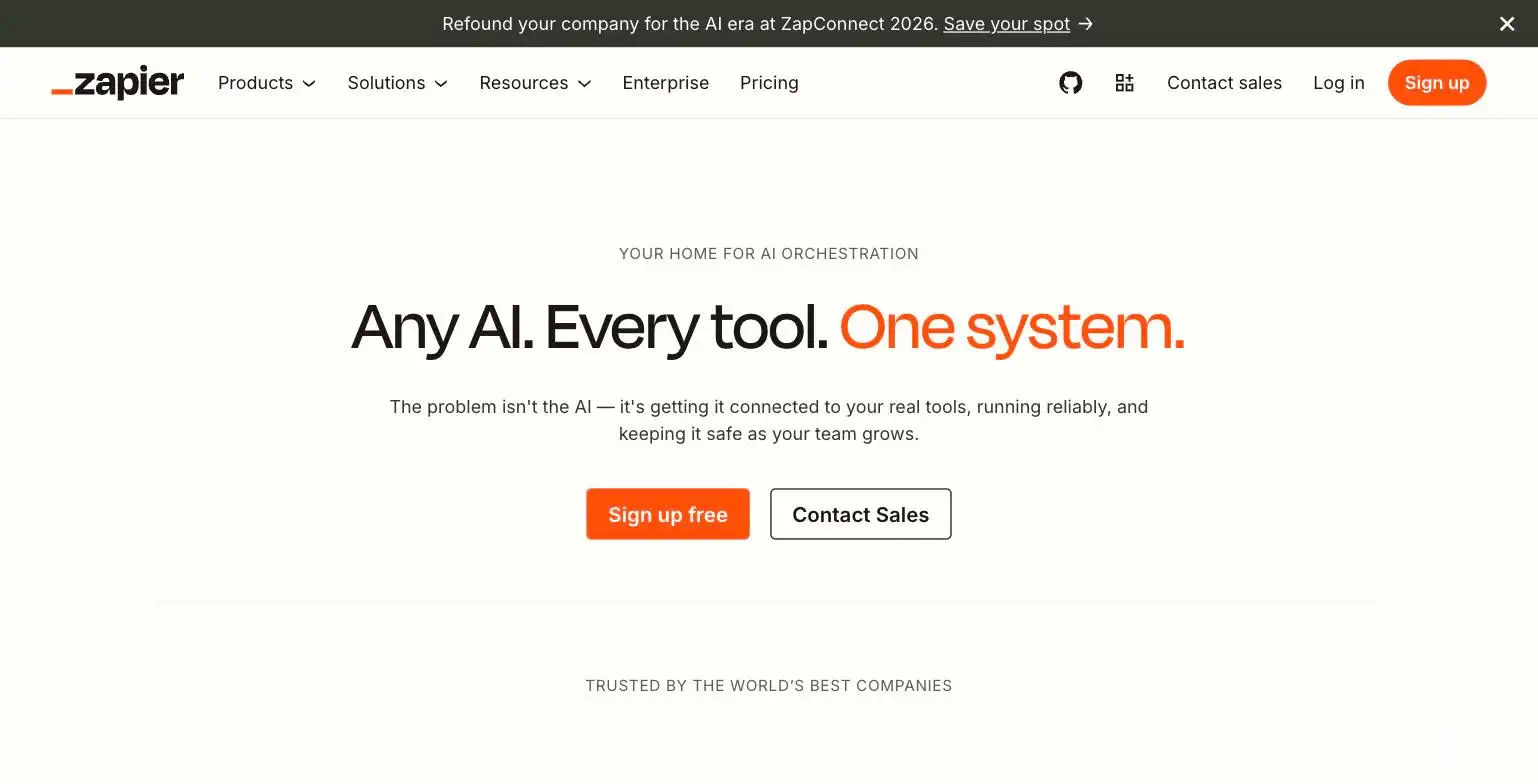 Zapier's AI Actions feature section, from zapier.com/ai